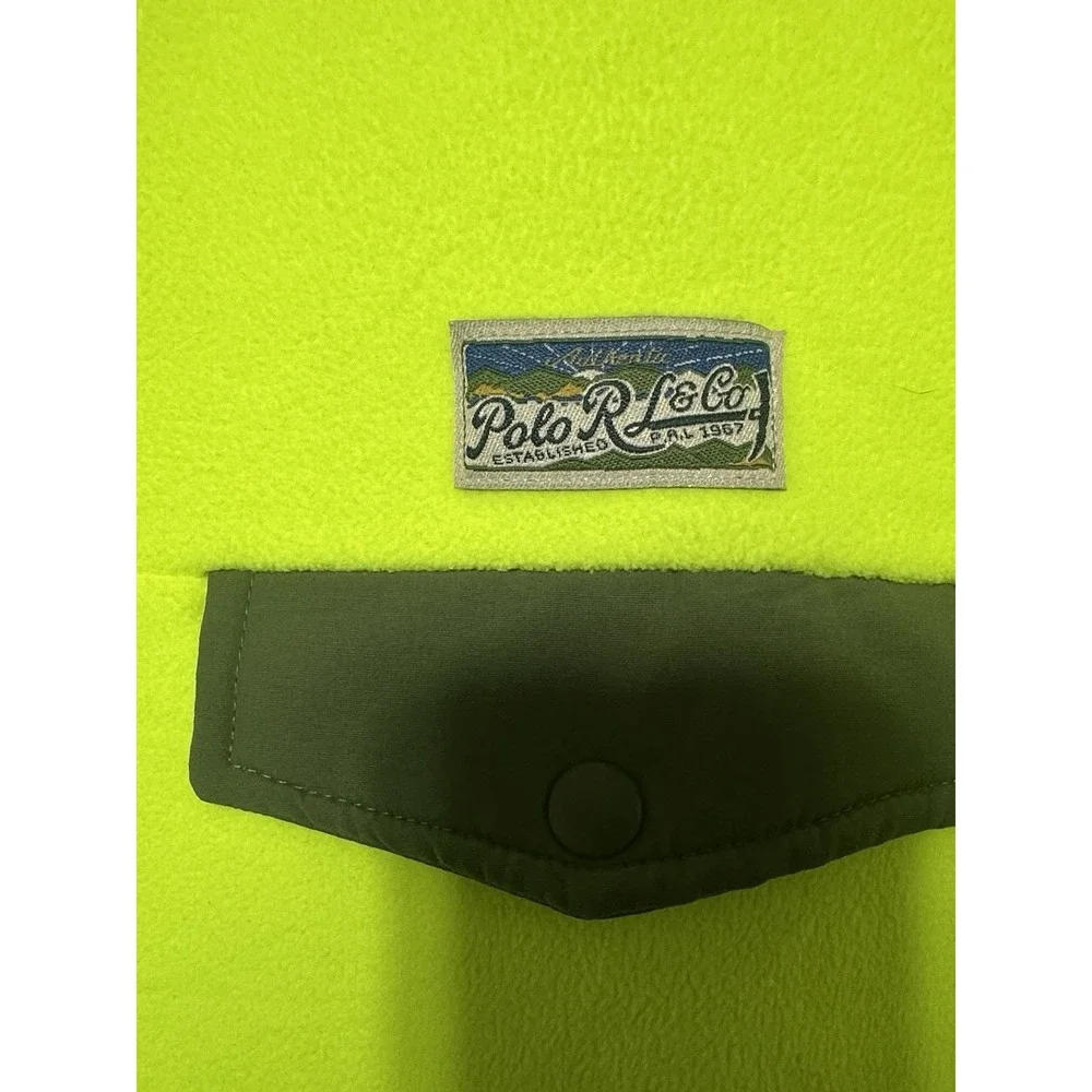 Polo Ralph‎ Lauren Voyager Brush Fleece Men XXL Neon Yellow Solid 1/4 Snap NEW